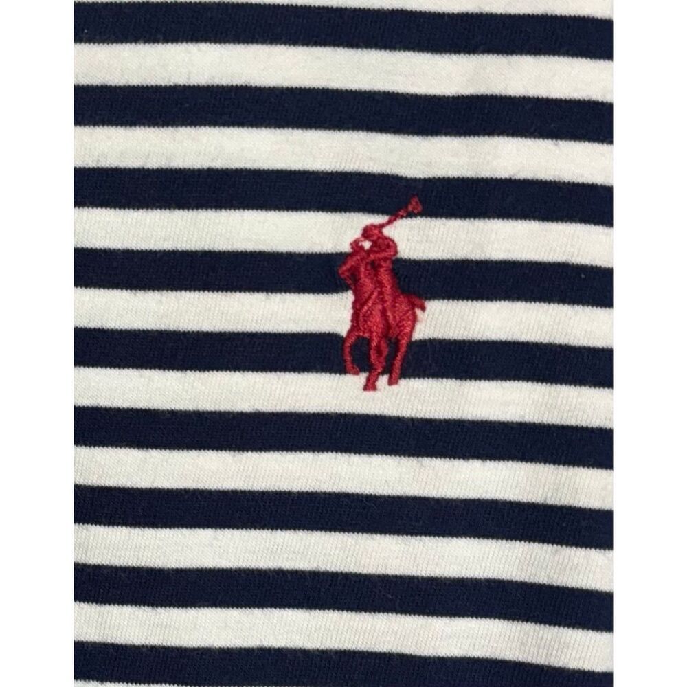 Ralph Lauren Polo Shirt Mens XXL Blue White Striped Pony Preppy 2XL Classic Fit - Picture 6 of 8